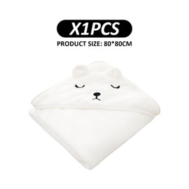 NyxSeat 1-Piece Baby Towel with Hood, Soft, Absorbent Baby Bath Towel, Cartoon Animal Cape Bathrobe, Toiletries for Newborns and Toddlers, White
