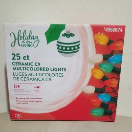 Holiday Living 25ct Ceramic C9 Multicolored Christmas Party String Light 4950674