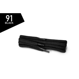 Kaps Round Laces, quality durable 100% cotton shoe laces for casual footwear, made in Europe, 1 pair, many colours and lengths (60 cm - 24 inch - 3 to 4 eyelet pairs / 91 - black)