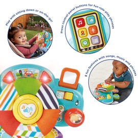 VTech Baby Beep Beep Baby Driver, Steering Wheel Toy with Activities, Songs & Phrases, 6 Interactive Buttons, Manipulative Features & Textures, for Babies 3, 6, 9, 12, 24 months +, English Version