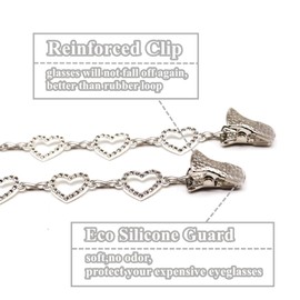 Mimimelon Crystal Rhinestone Heart Eyeglass Chains For Women Glasses Strap Holder Lanyard Necklace Grips Retainer (8)