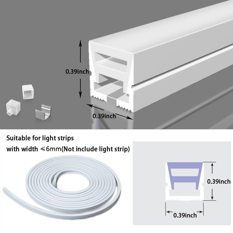 DGLILUAN 196inch Silicone LED Diffuser Channel, Flexible Waterproof Neon Rope