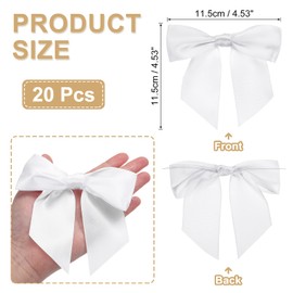 PATIKIL 4.5" Twist Tie Satin Bow, 20Pcs Large Twist Tie Pretied Satin Ribbon Bow Premade Wrapping Bownot Decoration for Treat Bag Craft DIY Wedding Christmas Package Gift, White