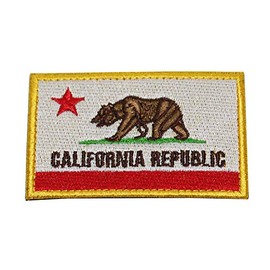 BirchRiver Parche de bandera del estado de California de 3 x 2 pulgadas, con emblema bordado, mochila táctica, parte trasera: gancho y bucle