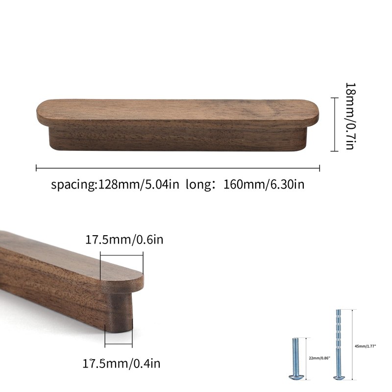 Evionlin 5 in Walnut Wood Kitchen pulls cabinets Handles Furniture