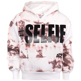 A2Z 4 Kids Girls Tracksuit Cropped Hoodie with Joggers - T.S Crop #Selfie Tie Dye Rust 5-6