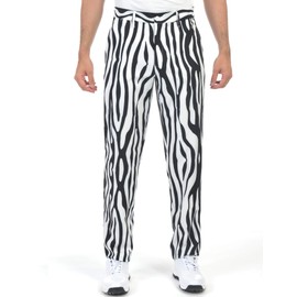 Bakery Men's Golf Pants Stretch Lightweight Straight Relaxed Fit Flat Front, Zebra Striped, 40W x 32L