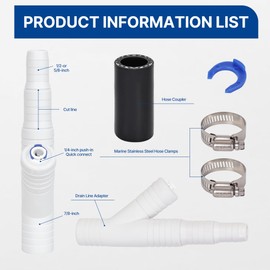 dishwasher drain hose adapter, Garbage Disposal Adapter with 1/4-inch Quick Connect Fitting and 7/8-inch Fitting for a Dishwasher，No Drilling Required (ET116-001, D-25QC)