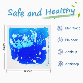 Edusense Sensory Liquid Floor Tiles for Autism, Activity Play Mats for Kids,Sensory Early Learning Room, Square Decorative Tiles Multi-Color with Anti-Slip Backing 12" X 12" Pack of 9 PCS