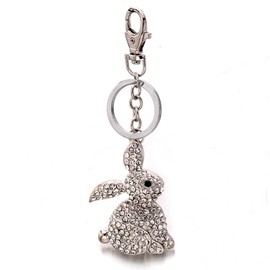 Liavy's Bunny Rabbit Charm Fashionable Keychain - Sparkling Crystal - Unique Gift and Souvenir