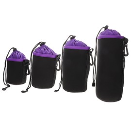 DOITOOL 4pcs Camera Lens Bag Camera Lens Pouch Camera Lens Storage Case Drawstring Lens Case Soft Lens Case Lens Pouch Lens Protector Bags Lens Protector Pouch Purple