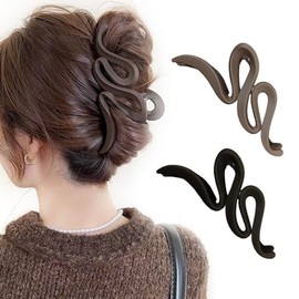 Hair Clip, Office, Simple, Hair Accessories, Hair Clip, Popular, Hair Ornament, Clip, Large, Korean Style, Office, Stylish, Gift, For Women (Dark Coffee + Black)
