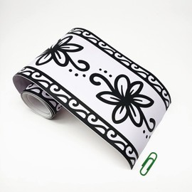 VisitRyl Wallpaper Border Peel and Stick Wall Border Sticker Home Ceiling Decor Edge Strip Border for Bathroom Living Room Kitchen Black Flowers 10cm x 240cm