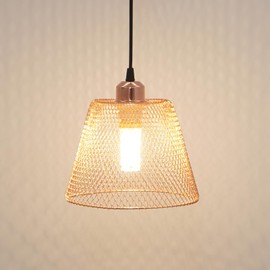 KRUIHAN Modern Vintage Pendant Light Cage Hanging Ceiling Lamp E27 Retractable Lampshade Chandelier Lighting Lights for Dining Room Bar Restaurant Bedroom Rose Gold