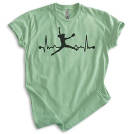 EVERTREE CLOTHING Softball Pitcher Heartbeat, Unisex Women's Shirt, I Love Softball Pitching Lover Player Coach Gift, Heather Apple Green, X-Small