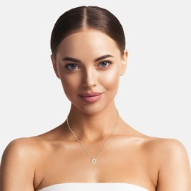 SOFIA MILANI - Women's Necklace 925 Silver with Zirconia Stones - Sun Circle Pendant, Gold, Cubic Zirconia