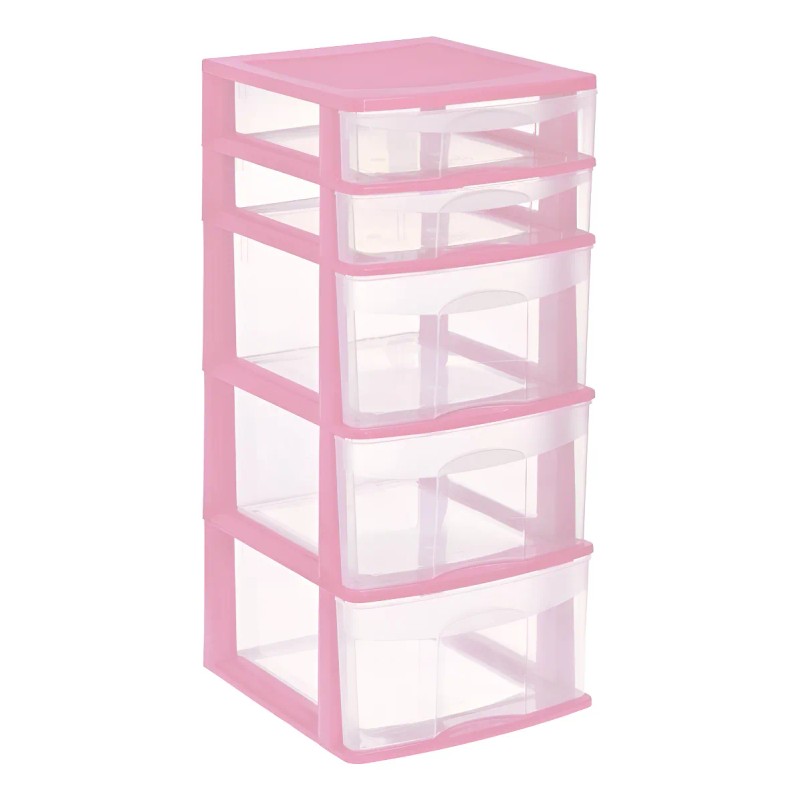 Cajonera De Plástico Italhome Fox 5 Organizador Multiusos Rosa