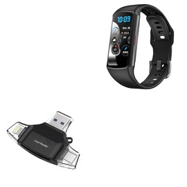 BoxWave Smart Gadget Compatible with Bestinn Smart Watch Fitness Tracker - AllReader SD Card Reader, microSD Card Reader SD Compact USB - Jet Black