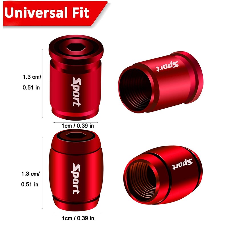 Dsycar Locking Valve Stem Caps Red (8 Pack), Anti Theft
