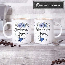 Tasse mit Spruch - Allerbester Uropa - Schöne Geschenkidee/zum Geburtstag für beste Freunde und Familie/Danke Tasse - Weiß