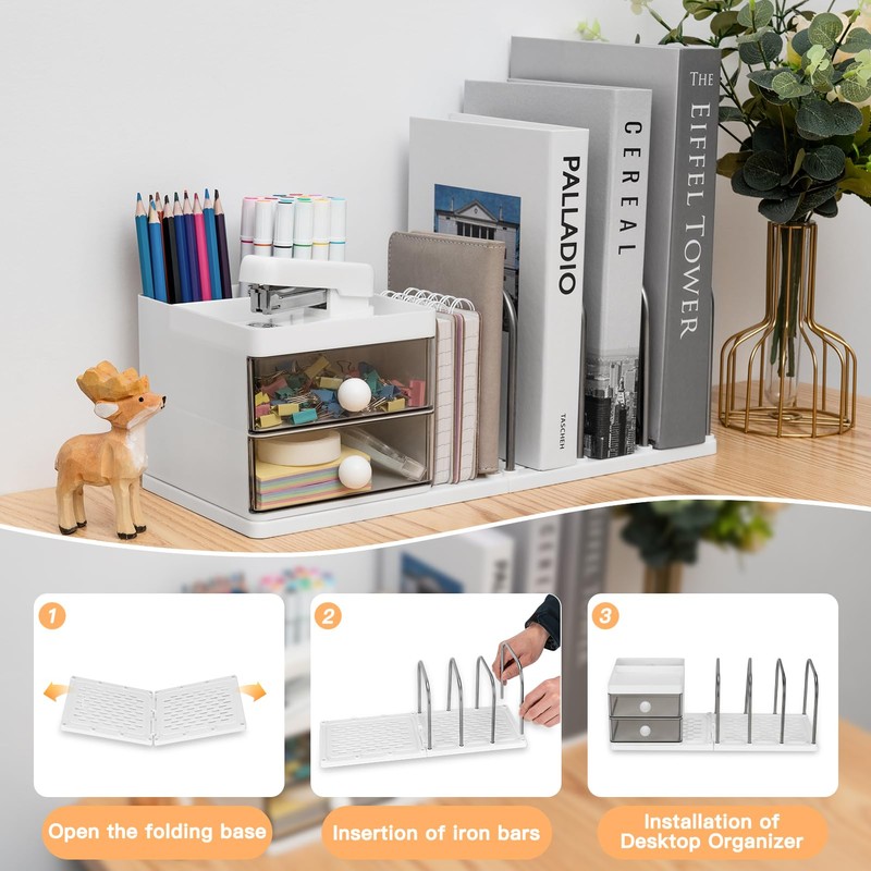 RISEMART Desk Organiser with File Holder, Versatile Desk Tidy Stationery