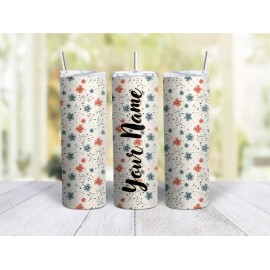 Mugzan Japanese Flowers Stainless Steel Skinny 20 Oz Tumbler With Lid & Straw by Mugzan