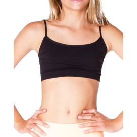 Malibu Sugar Girls Black Bra Camisole - Crop Cami Bras for Girls Spaghetti Straps Comfort and Function (Designed to fit Girls 10-14)