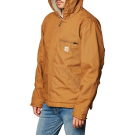 Carhartt mens Relaxed Fit Washed Duck Sherpa-lined Jacket Work Utility Outerwear, Carhartt Brown, XX-Large US