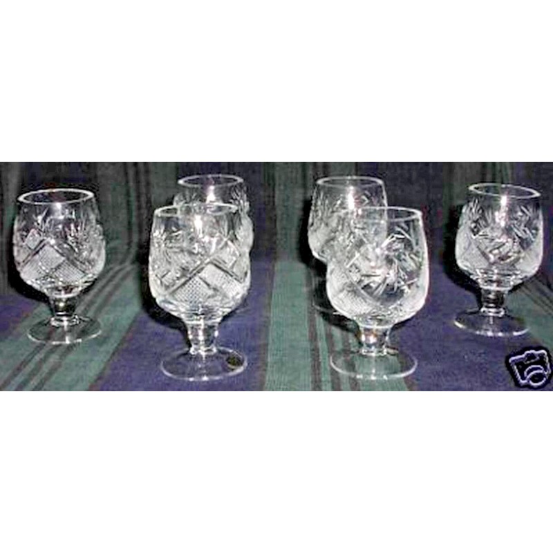 Neman Russian Cut Crystal Shot Glasses on Short Stem 1.7oz