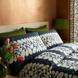 Orla Kiely Bedding - Sycamore Stripe Space Blue 100% Cotton Duvet Cover Set (Standard Pillowcase Pair: 50cm x 75cm)