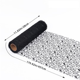 Floral Wrapping Mesh Fabric, 28cm*457cm Polyester Gauze Roll, Decorative Netting Fabric for Crafts Flower Gift Wrapping, Black