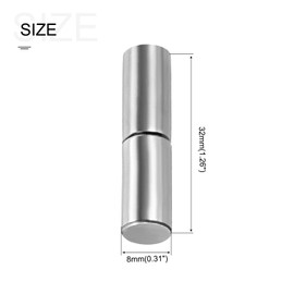 METALLIXITY Weld on Barrel Hinges (32mmx8mm) 4Pcs, Stainless Steel Hinge Pin - for Home Door, Gate, Window