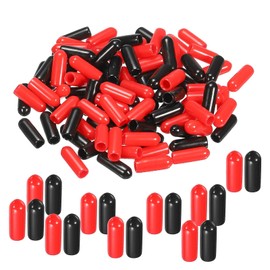 TA-VIGOR 100Pcs Rubber End Caps, 4mm ID Round Flexible Screw End Caps Thread Protectors, Vinyl Bolt Covers Rubber Covers for Screws, Tubes, Cables, Wires, etc, Black Red