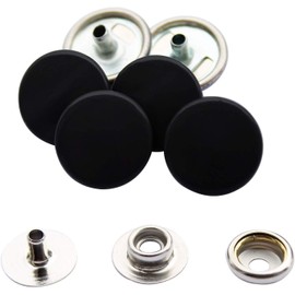 WedDecor 15mm Matte Black Snap Fasteners 4 Parts Press Studs No-sew Buttons for Leathercraft, Sewing, Jackets, Shirts, Fabric Repair DIY Projects, 10pcs