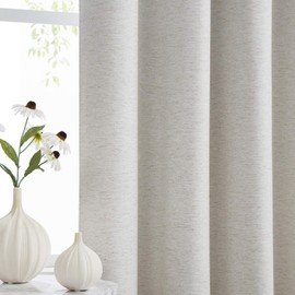 Jubilantex Natural White Full Blackout Solid Curtains 2 Panels for Bedroom, Farmhouse Linen Liner 95 Inch Long Thermal Insulated Grommet Top Window Drapes for Patio, Living Room, 54x95 Inch