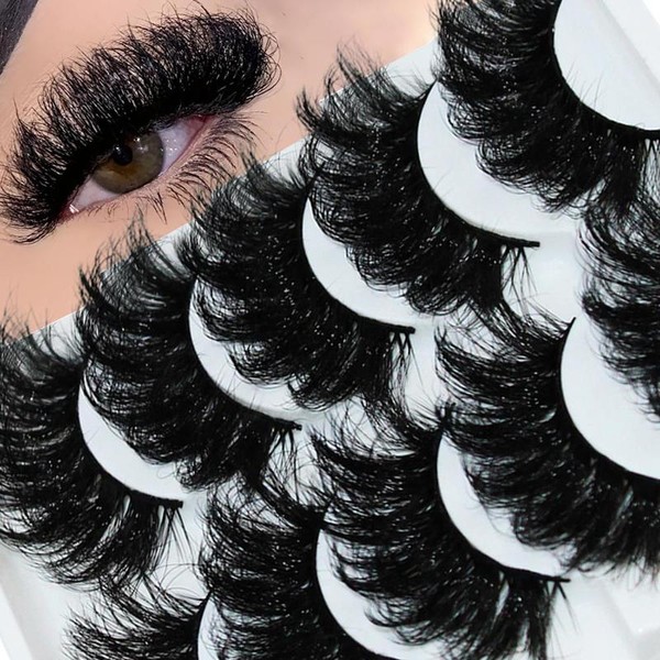 Thick Dramatic False Eyelashes, 5 Pairs Fluffy 3D False Eyelashes for