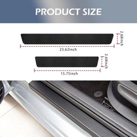 MLY 4 PCS Car Door Sill Protector, Heavy-Duty Carbon Fiber Edge Guard, Anti-Scratch Waterproof Shield with Adhesive Door Entry Guard, Universal Fit for Cars, Trucks, SUVs (Black)