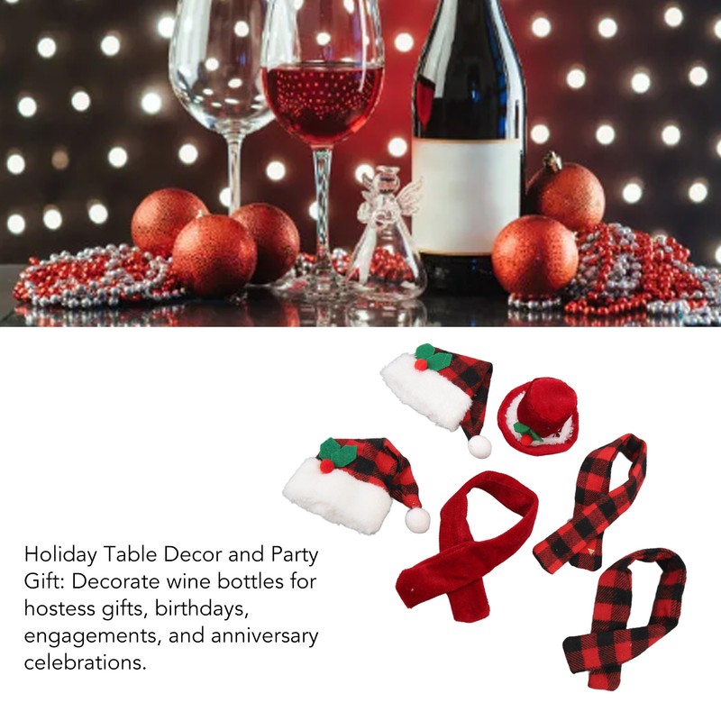 Christmas Wine Bottle Knit Hat Scarf Set Small Nylon Cotton