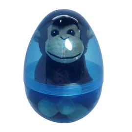 Forest & Twelfth Jumbo Plastic Easter Egg 8” Filled with 7.5” Plush Monkey, Soft Stuffed Animal, Ideal for Easter Hunt or Easter Basket, Prize, Hunting Supplies (7.5" Monkey)
