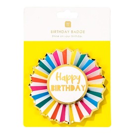Talking Tables Happy Birthday Badge With Shiny Gold Foil 12cm, RBBADGE