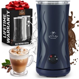 Zulay 4-in-1 Milk Frother and Steamer - Automatic Hot and Cold Foam Maker with Auto Shut Off & Temperature Control for Coffee, Latte, Cappuccino, Hot Chocolate - Navy