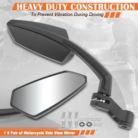 Pair of Universal Anti-Glare Glass Irregular Shape Convex Style Motorcycle Side Rear View Mirrors,Black