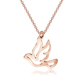 MYOSPARK Stainless Steel Soaring Dove Bird Pendant Necklace Bird Jewelry Peace Gift For Her (CA Dove Bird RG NL)