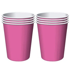 HOME & HOOPLA Solid Hot Pink Disposable Beverage Party Cups, 9 Ounce Size, 8 Count