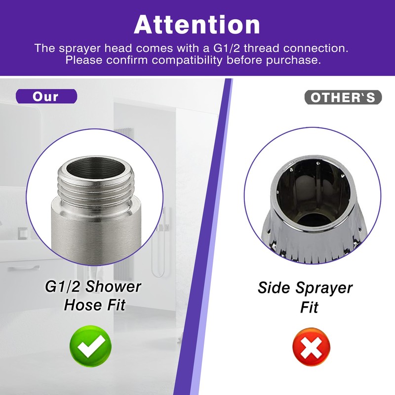 Tugbagocer Bidet Toilet Sprayer Head Stainless Steel Handheld Sprayer for