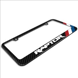 iPick Image for - Ford F-150 Raptor Red-White-Blue Stripe Black Real Carbon Fiber License Plate Frame