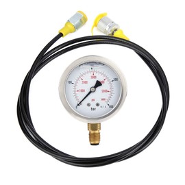 Hydraulic Pressure Gauge Set, Hydraulic Pressure Gauge M16 x 2-BSP1/4 + 0~400 Bar/6000 PSI Hydraulic Hose Test Point Coupling, 1.5 m Hose Pressure Test Indicator