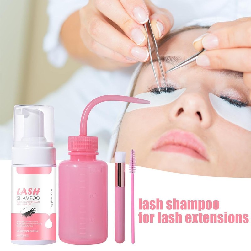 Kit de limpieza para extensiones de pestañas con botella de
