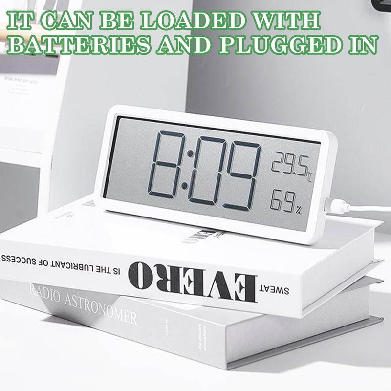 BORDEAG Radio-Controlled Digital Wall Clock, Digital Wall Clock with Temperature
