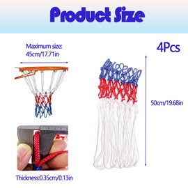 4 Stück Basketball Netz, Basketballnetz, Dauerhaft und Alle Wetter Ballnetz Basketballnetz Outdoor Wetterfest, Basketball Netz Wetterfest für Die Innen und Außenmontage Geeignet